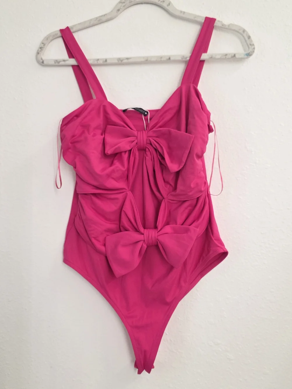Zara Fuchsia Summer Bow Bodysuit Size L NWT - Picture 6 of 9